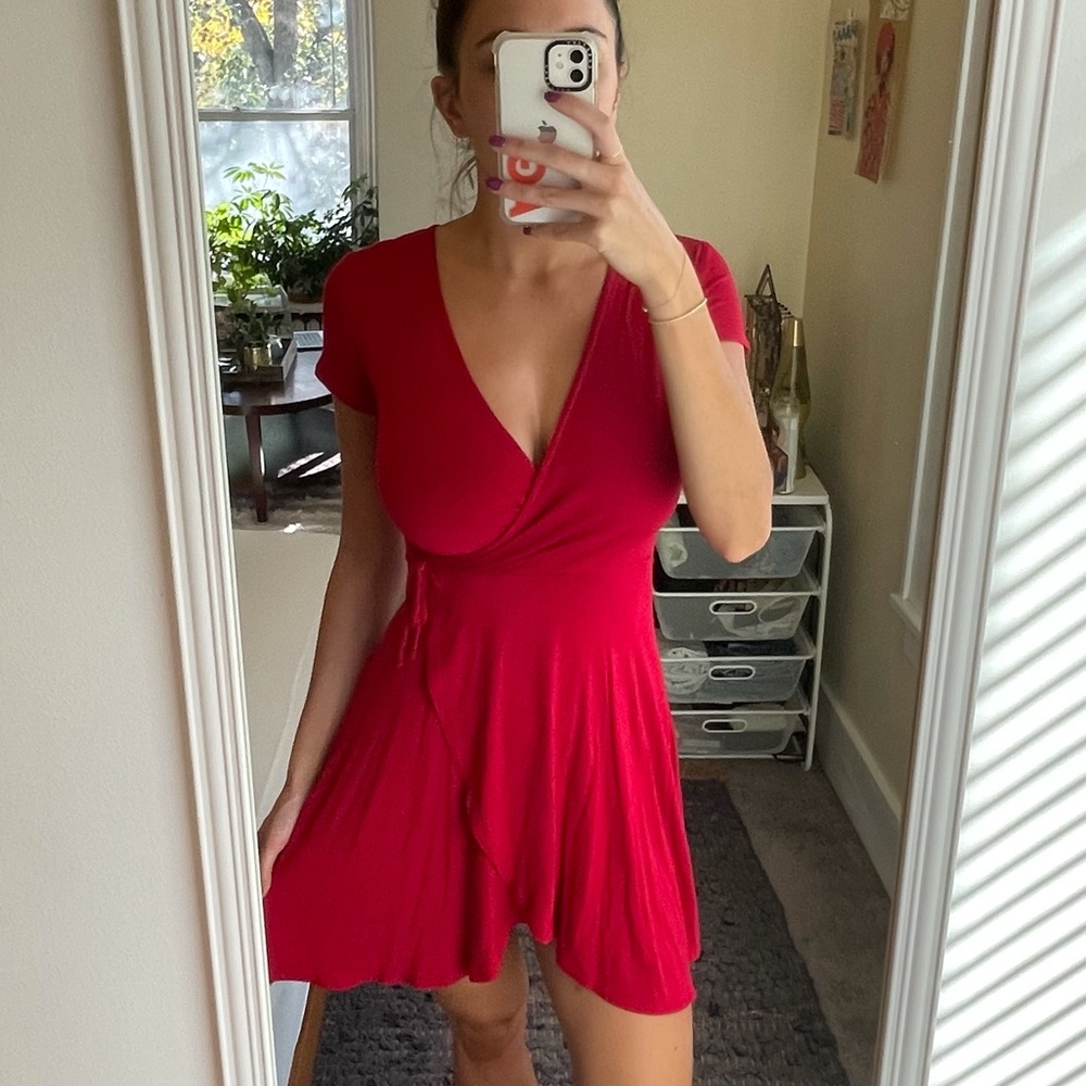 Flirty Red Wrap Dress